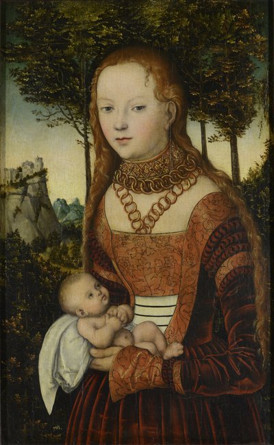 Jonge moeder met kind (zogenaamde "Boetedoening van St John Chrysostom") / De prinses verkracht door St Chrysostom door Lucas Cranach the Elder