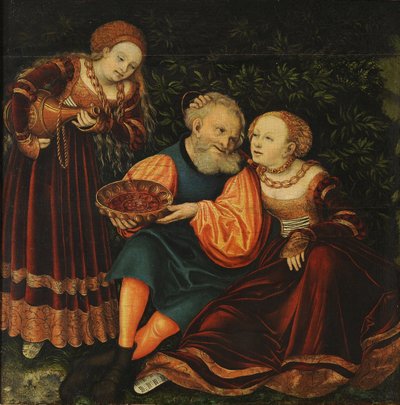 Lot en zijn dochters door Lucas Cranach the Elder