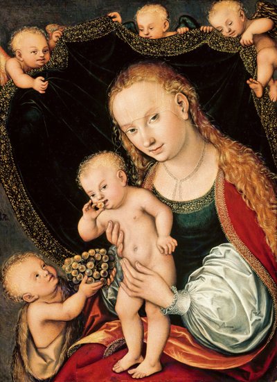 Madonna en Kind met de jonge Johannes de Doper, na 1537 door Lucas Cranach the Elder