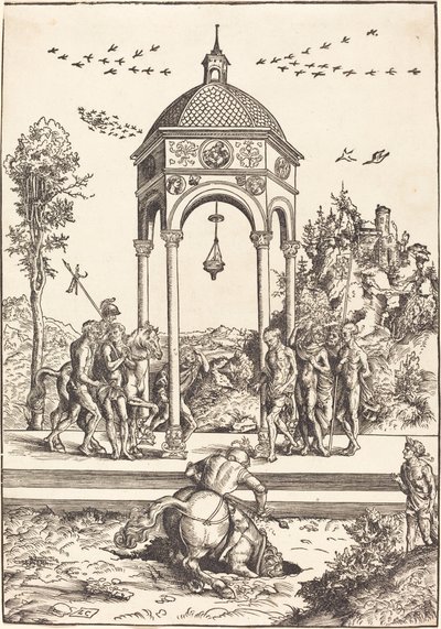 Marcus Curtius die in de Kloof Springt door Lucas Cranach the Elder