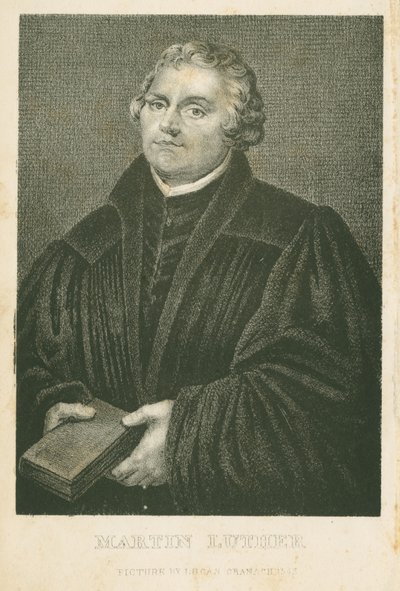 Maarten Luther, lithografie door James Weber (ca.1824-86), ca.1850 door Lucas Cranach the Elder