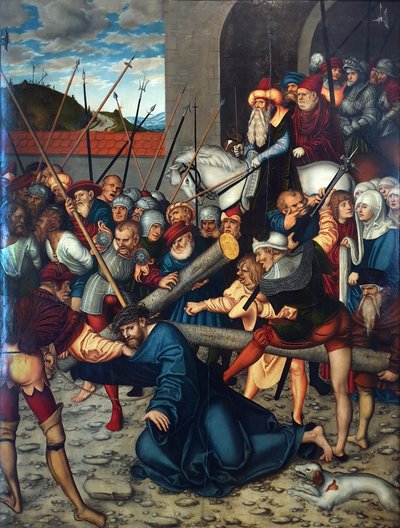 Passiecyclus - Christus draagt het kruis door Lucas Cranach the Elder