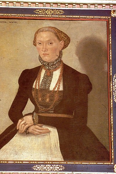 Portret van Margarethe Luther door Lucas Cranach the Elder