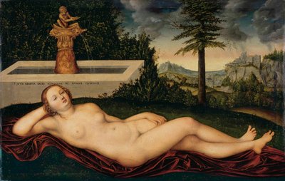 Bronnimf bij de fontein door Lucas Cranach the Elder