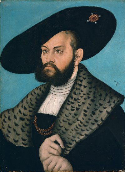 Portret van Albert Markgraaf van Brandenburg-Ansbach, hertog van Pruisen door Lucas Cranach the Elder