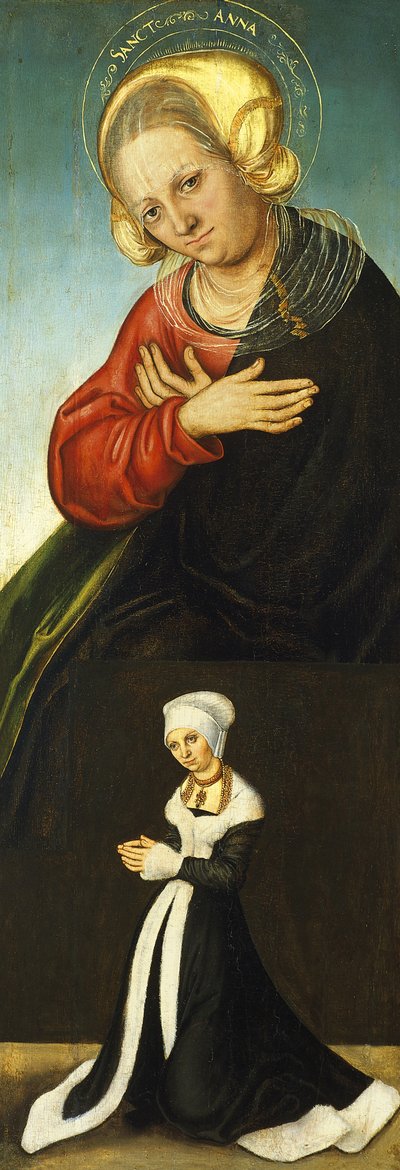 Sint Anna met hertogin Barbara van Saksen als schenker, ca. 1514 door Lucas Cranach the Elder