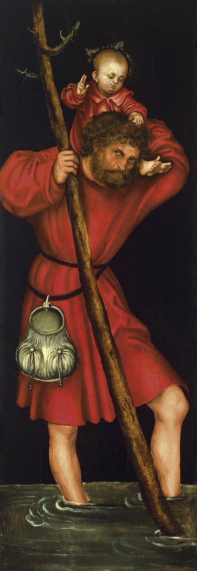 Heilige Christoffel [verso, linkervleugel] door Lucas Cranach the Elder