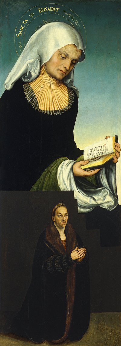 Sint-Elizabeth met Hertog George van Saksen als schenker, ca. 1514 door Lucas Cranach the Elder