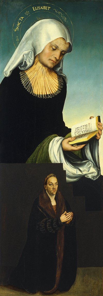 Sint Elizabeth met George, hertog van Saksen als schenker [recto, linkervleugel] door Lucas Cranach the Elder
