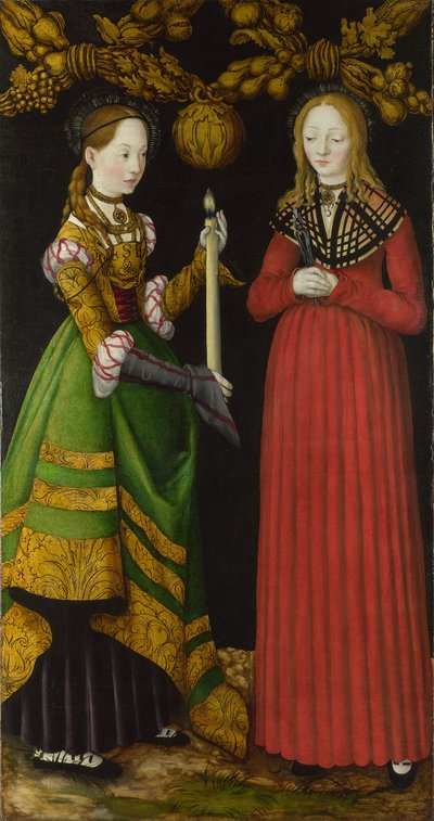 Heiligen Genevieve en Apollonia door Lucas Cranach the Elder