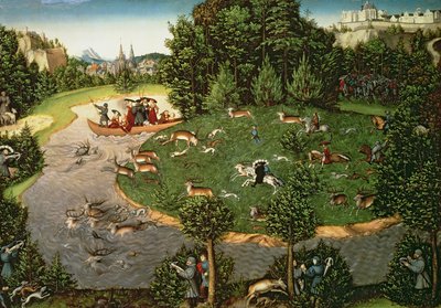 Hertenjacht van keurvorst Friedrich III de Wijze, 1529 door Lucas Cranach the Elder
