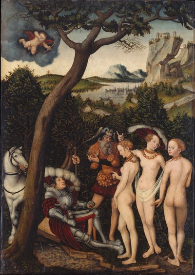 Het oordeel van Parijs door Lucas Cranach the Elder