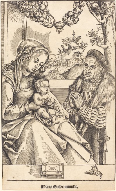 De Maagd en het Kind aanbeden door Frederik de Wijze van Saksen door Lucas Cranach the Elder