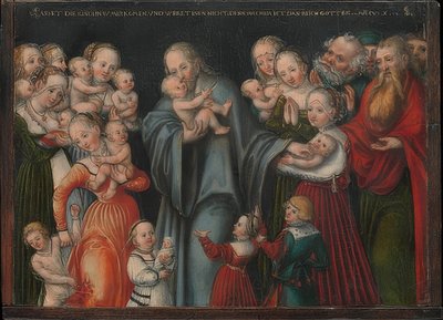 Christus zegent de kinderen. Om 1545-50 door Lucas Cranach the Younger