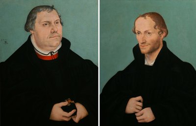 Portret van Maarten Luther amp; Portret van Philippe Melanchthon door Lucas Cranach the Younger