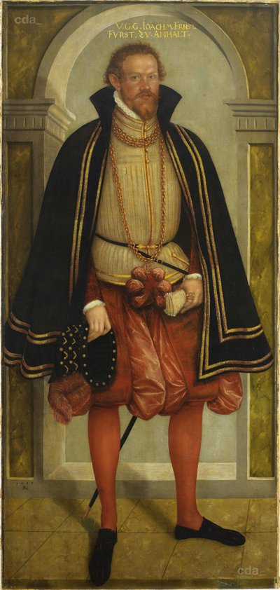 Portrait of Prince Joachim Ernst von Anhalt (1536 - 1586) door Lucas Cranach the Younger