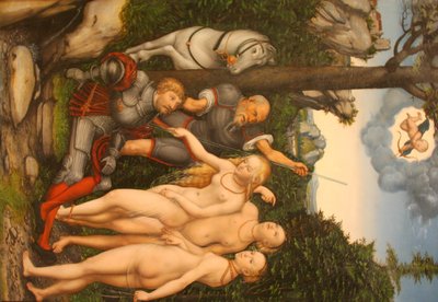 Het oordeel van Parijs door Lucas Cranach the Younger