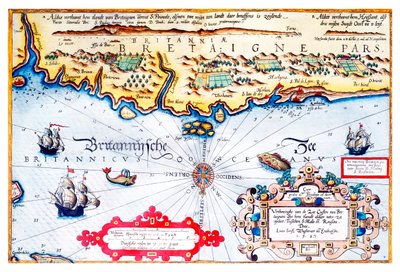 Navigatiekaart van de kust van Bretagne door Lucas Janszoon Waghenaer