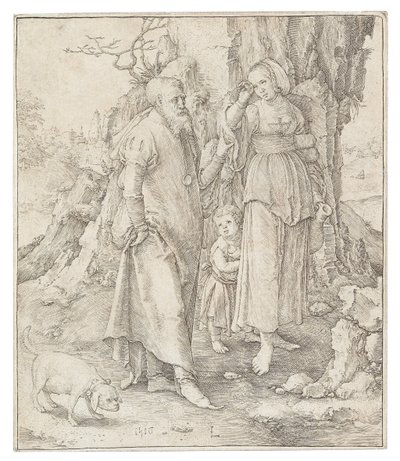 De verstoting van Hagar, 1516 door Lucas Leyden van