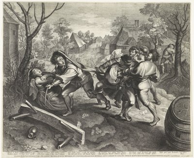 Vechtende boeren na een kaartspel door Lucas Vorsterman (I)