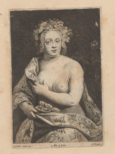 Portret van een onbekende vrouw met waaier door Lucas Vorsterman (II)