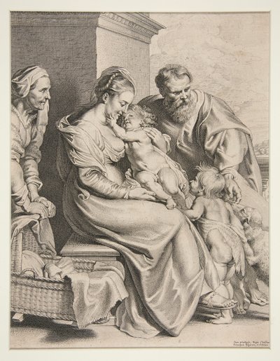 Heilige Familie met St. Johannes door Lucas Vorsterman the Elder