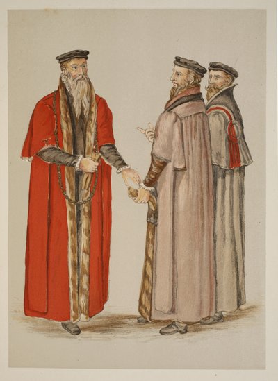 Lord Mayor, Wethouders en gildelid, uit een beschrijving van Engeland geschreven tijdens het bewind van Elizabeth I door Lucas de Heere
