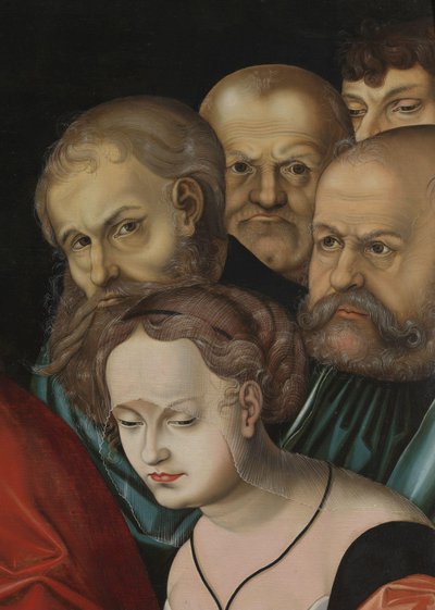Christus en de Vrouw Betrapt op Overspel, detail, c.1700 door Lucas the Elder (after) Cranach