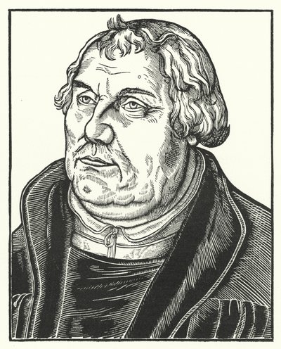 Portret van de Duitse protestantse hervormer Maarten Luther in latere jaren door Lucas the Elder (after) Cranach