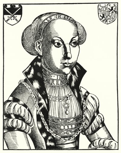 Sybille van Kleef, gemalin van Johan Frederik I, keurvorst van Saksen door Lucas the Elder (after) Cranach