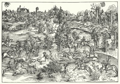 De hertenjacht door Lucas the Elder (after) Cranach