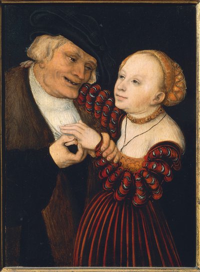 Oostenrijk, Wenen, De Oude Man en de Jonge Vrouw, ca. 1530 door Lucas the Elder Cranach