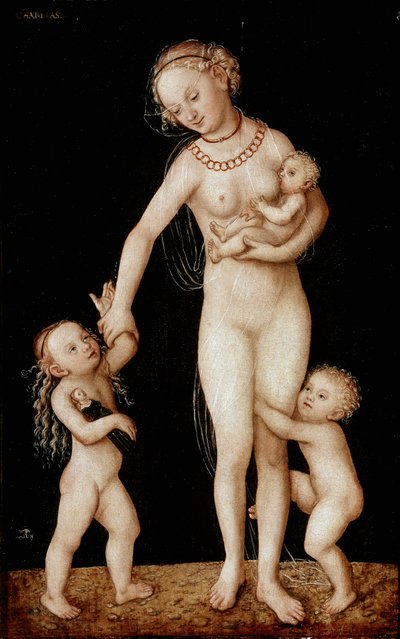 Liefdadigheid Schilderij door Lucas Cranach de Oude (1472-1553) door Lucas the Elder Cranach