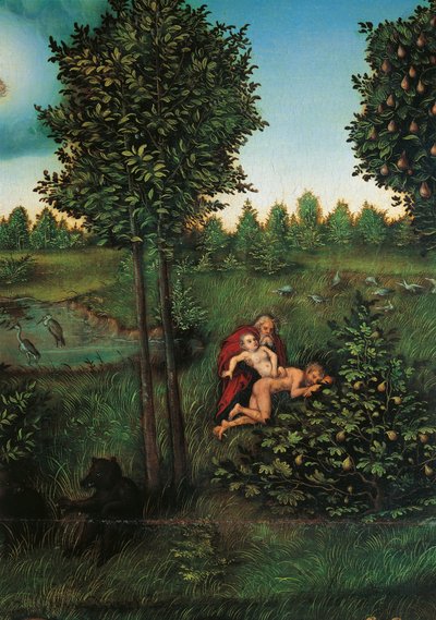 Detail van het Paradijs door Lucas the Elder Cranach