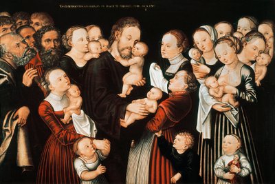 Jezus en de kinderen door Lucas the Elder Cranach