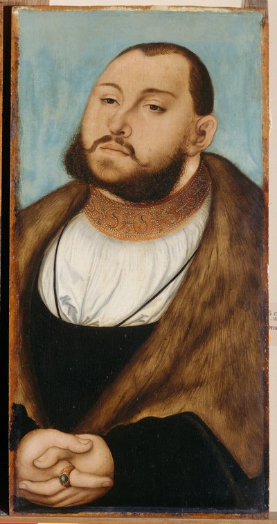 Johann Frederik I, keurvorst van Saksen (1503-1554), door Cranach, Lucas de Oude (1472-1553). Olie op hout door Lucas the Elder Cranach