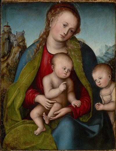 De Maagd en het kind met Johannes de Doper als jongen door Lucas the Elder Cranach