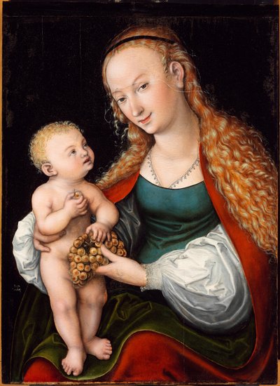 De Maagd en het Kind met een tros druiven door Lucas the Elder Cranach