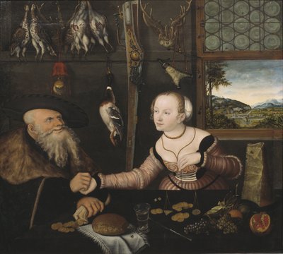 Het slecht passende paar door Lucas the Elder Cranach