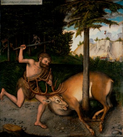 De werken van Hercules: Hercules vangt de Ceryneïsche hinde door Lucas the Elder Cranach