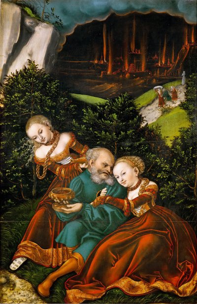 Lot en zijn dochters door Lucas the Elder Cranach