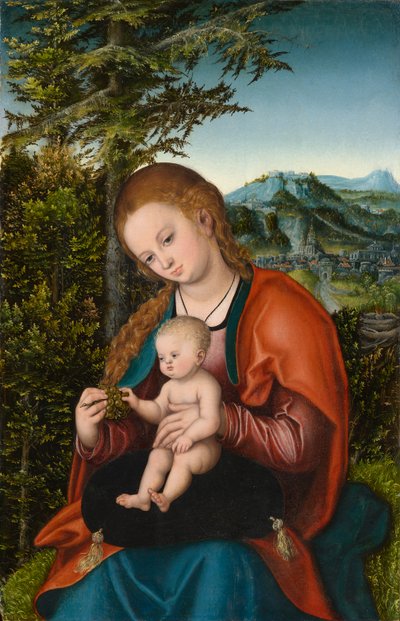 Madonna en Kind in een landschap, ca. 1518 door Lucas the Elder Cranach