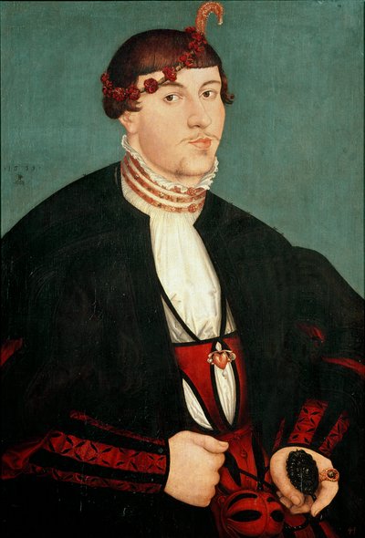 Portret van een heer, bekend als de verloofde door Lucas the Elder Cranach
