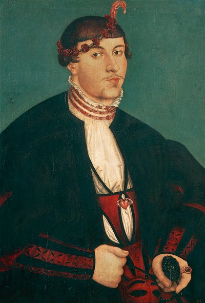 Portret van jonge edelman door Lucas the Elder Cranach