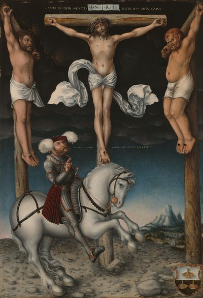 De kruisiging met de bekeerde centurion door Lucas the Elder Cranach