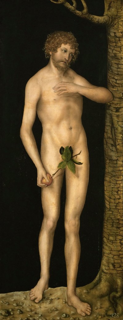 De val van de mens: Adam door Lucas the Elder Cranach