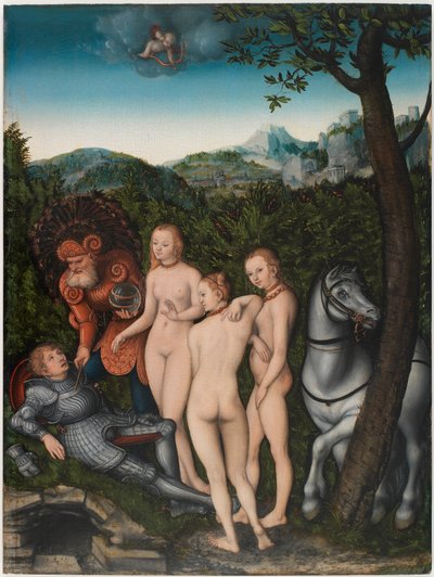Het oordeel van Parijs door Lucas the Elder Cranach