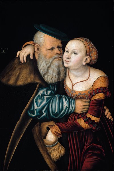 Het ongelijke paar door Lucas the Elder Cranach