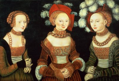 Drie prinsessen van Saksen, Sibylla (1515-92), Emilia (1516-91) en Sidonia (1518-75), dochters van Hertog Heinrich van Frommen, c.1535 door Lucas the Elder Cranach
