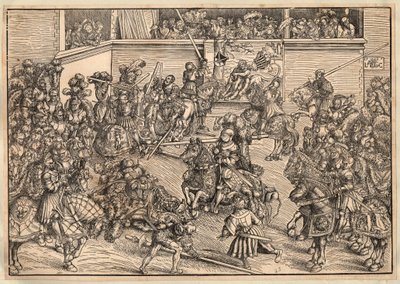 Tournoi - Toernooi - Cranach, Lucas, de Oudere (1472-1553) - 1509 - Houtsnede - 29,8x42,7 - Privécollectie door Lucas the Elder Cranach